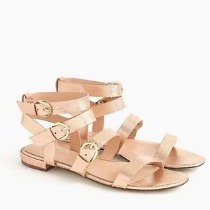 J.Crew Buckled Sandals in Blush Metallic